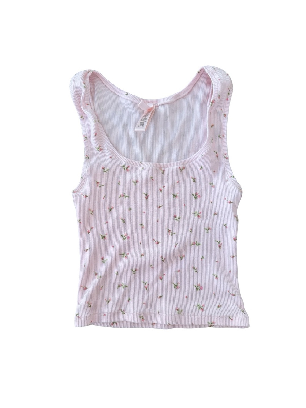 Skims Pink Floral Ribbed Soft Lounge Tank
